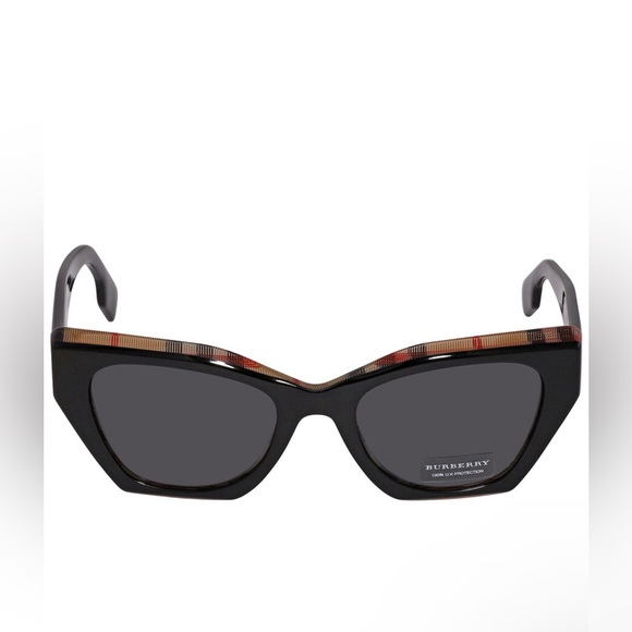 NIB-Cressy Burberry butterfly Black and Brown Geometric Sunglasses+grey lenses